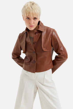 Roux - Leather Buttoned Jacket - Cognac
