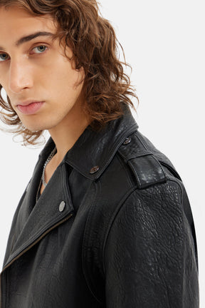 Klas - Leather Biker Jacket - Black